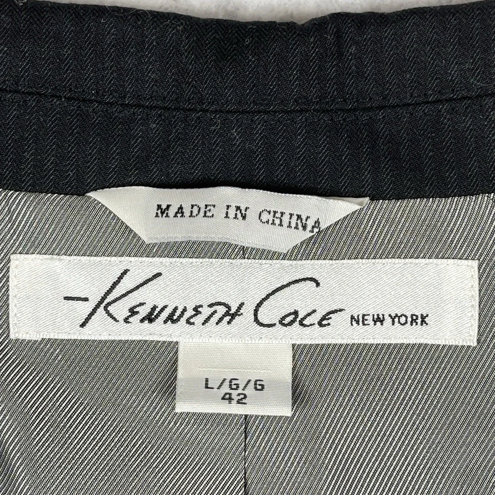 Kenneth Cole Suit Jacket Mens 42 Large Black Striped Casual Office Work Business